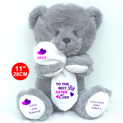 Personalised grey teddy bear - grey,