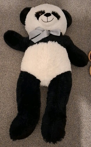 Big teddy bear black white - big,