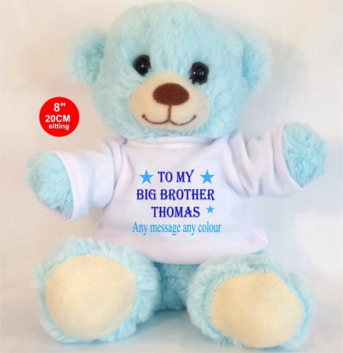 20cm personalised blue teddy - personalised,