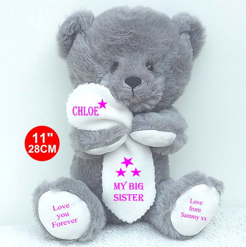 Personalised grey teddy - grey, bear