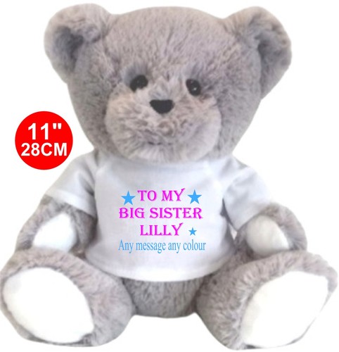Personalised grey teddy bear - personalised,
